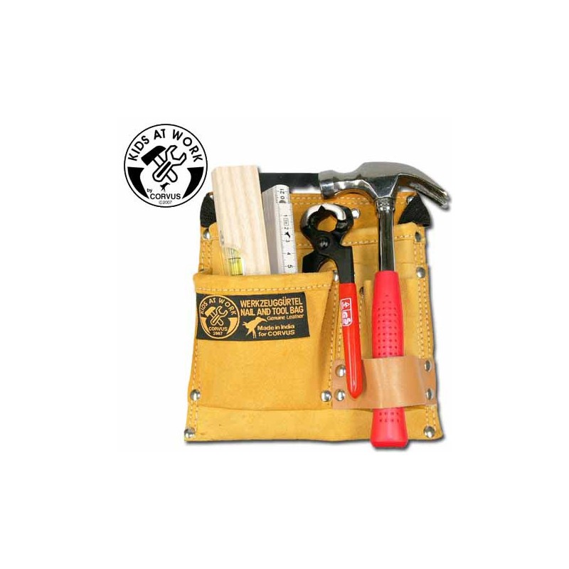 Corvus 8800600018 Werkzeuggürtel Zollstock Hammer Zange 5er Set für Kinder NEU