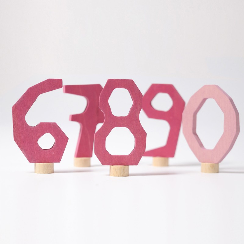 Steckfigur: Rosa Zahlensteckerset 6-9 und 0
