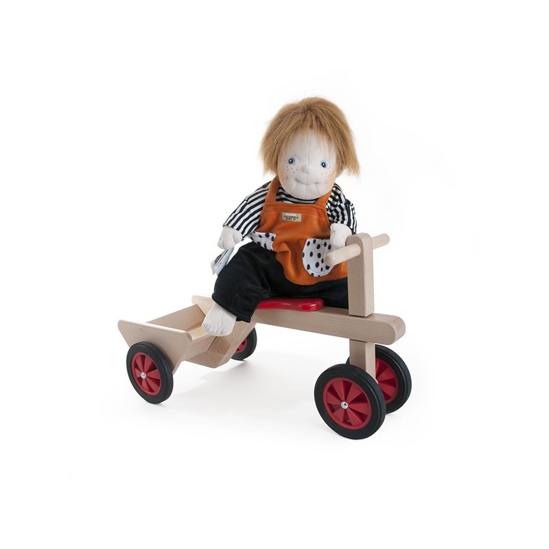 Janod - Traktor Rutscher aus Holz - Baby Rutschauto - Mit Lenkrad,  Integrierter Hupe und Anhängerkupplung - Geräuscharme Räder - Holzspielzeug  - Ab 18 Monaten, J08053